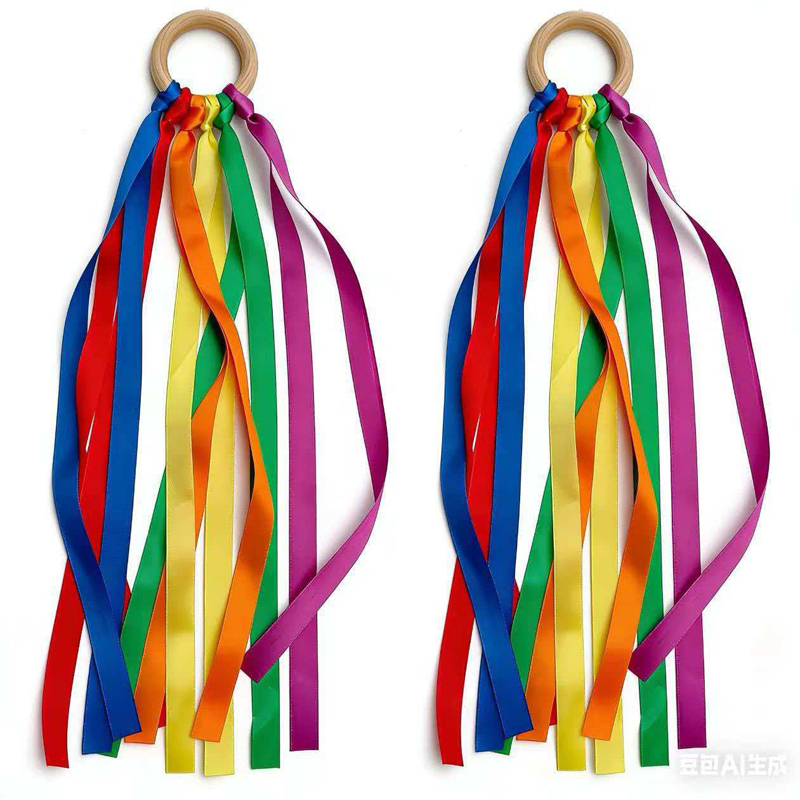 Gymnastic Rings Wooden - Aste per Aquiloni Arcobaleno Montessori con