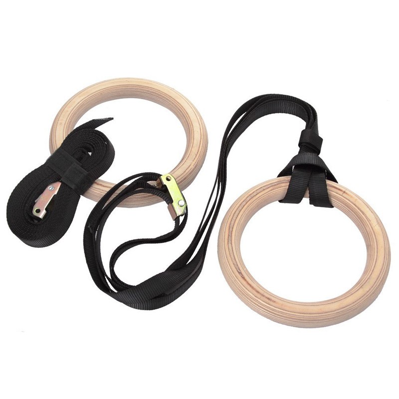 Gymnastic Rings Wooden - Anelli da ginnastica fitness con fibbie