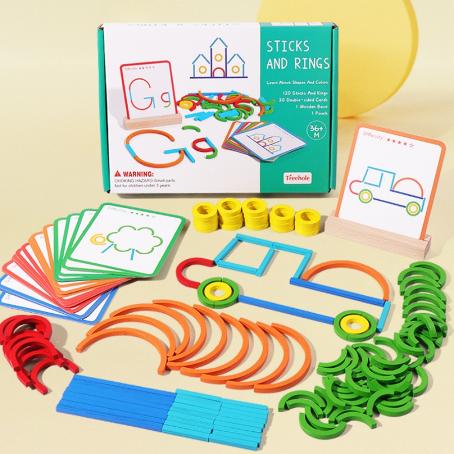 Gymnastic Rings Wooden - Giocattoli puzzle per l'educazione precoce dei
