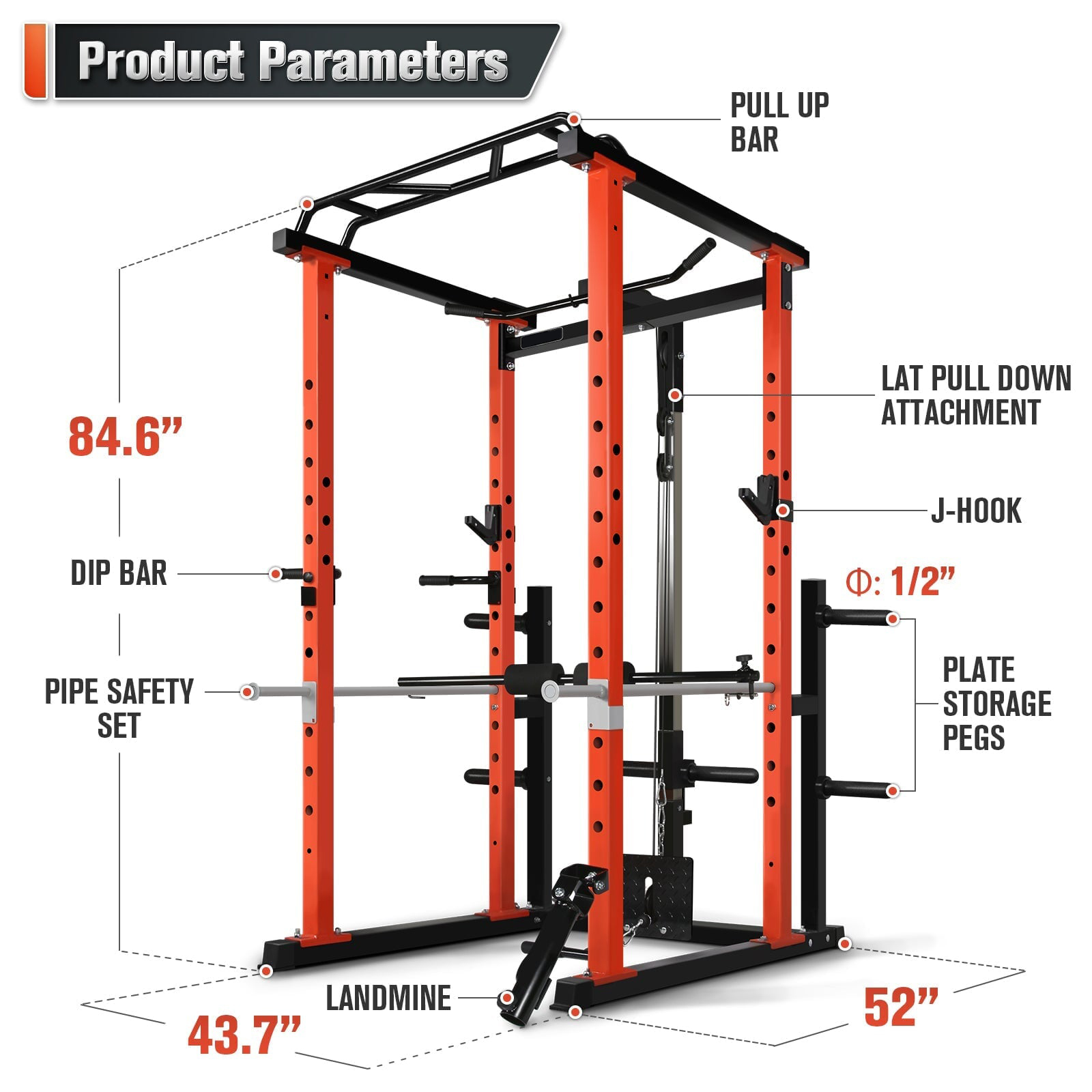 Home Gym Power Rack - Gabbia Multifunzione Commerciale per Palestra Domestica